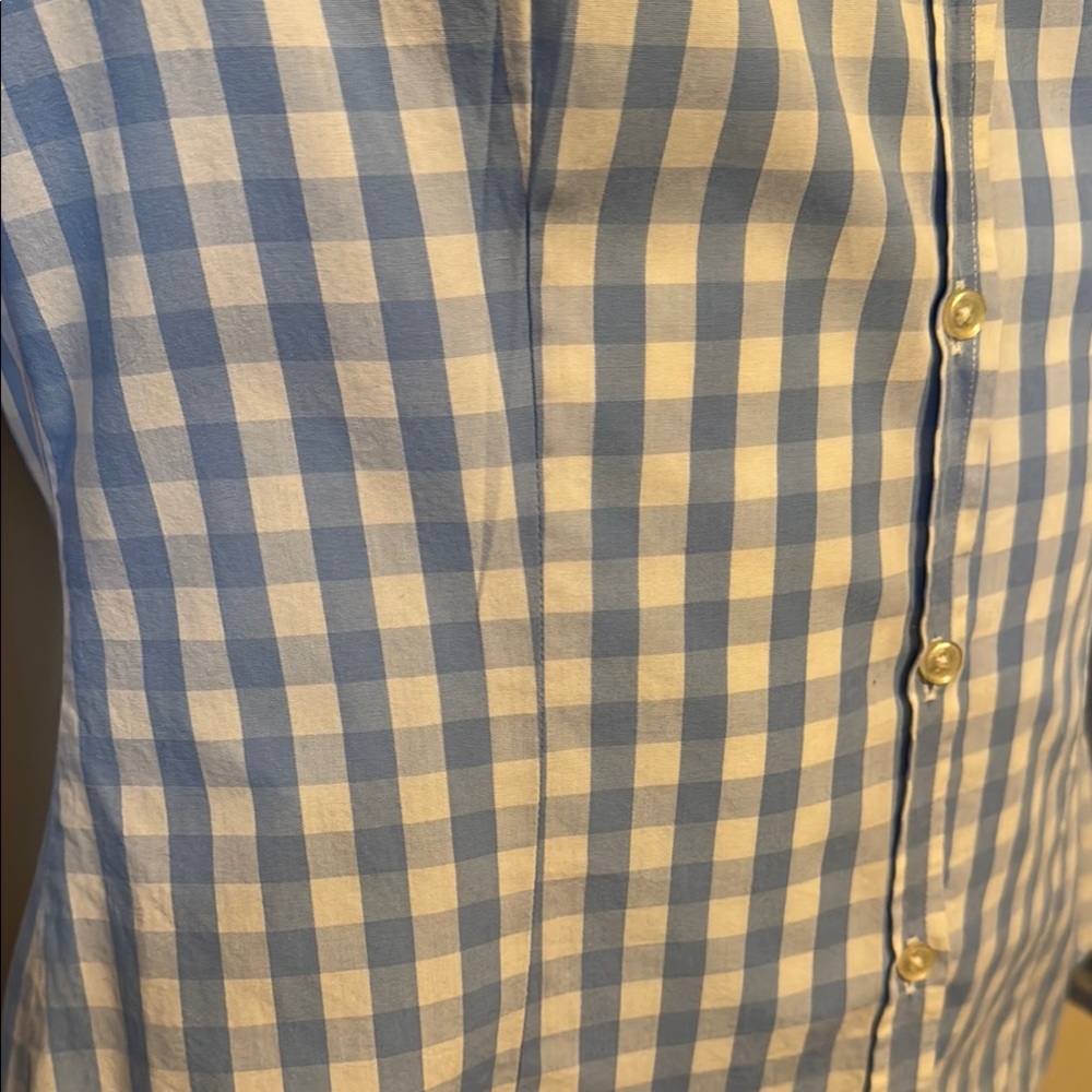 United Colors of Benetton Blue Checkered Button Down Shirt - Picture 6 of 10
